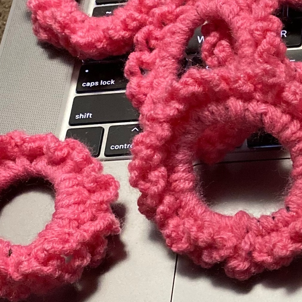 HANDMADE scrunchies- pink acrylic